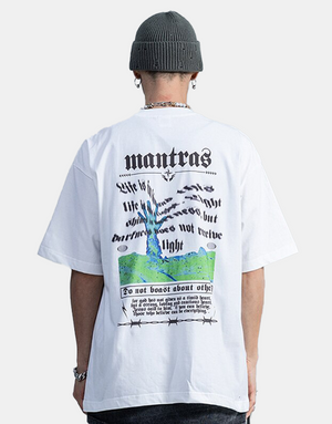 Mantras T-Shirt White, XS - Streetwear Tee - Slick Street