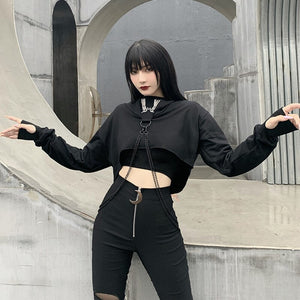 Demon Wings With Metal Chain Hoodie , - Streetwear Hoodie - Slick Street