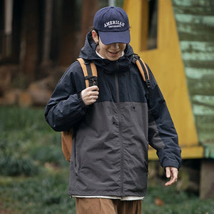 Two Tone Windbreaker Jacket Navy, XS - Streetwear Jacket - Slick Street