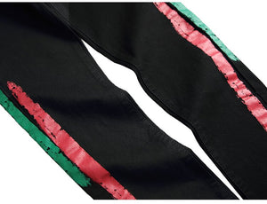 Two Stripes Color Line Jeans , - Streetwear Jeans - Slick Street