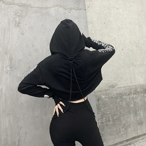 Demon Wings With Metal Chain Hoodie , - Streetwear Hoodie - Slick Street
