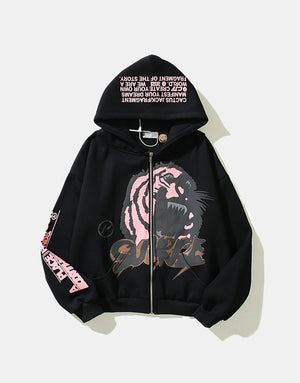 Tiger Beast 'S' Zip Hoodie , - Streetwear Hoodie - Slick Street