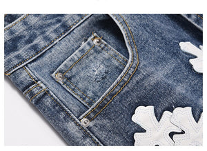 The Crucifix Cross Patch Jeans , - Streetwear Jeans - Slick Street