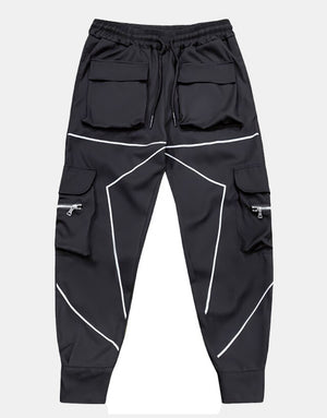 VXR1 Reflective Cargo Pants XS, Black - Streetwear Cargo Pants - Slick Street