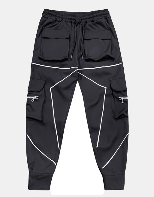 VXR1 Reflective Cargo Pants XS, Black - Streetwear Cargo Pants - Slick Street