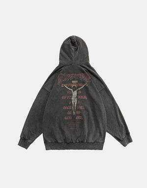 MADEEXTREME 'The Lord' Washed Hoodie Dark Gray, XS - Streetwear Hoodie - Slick Street