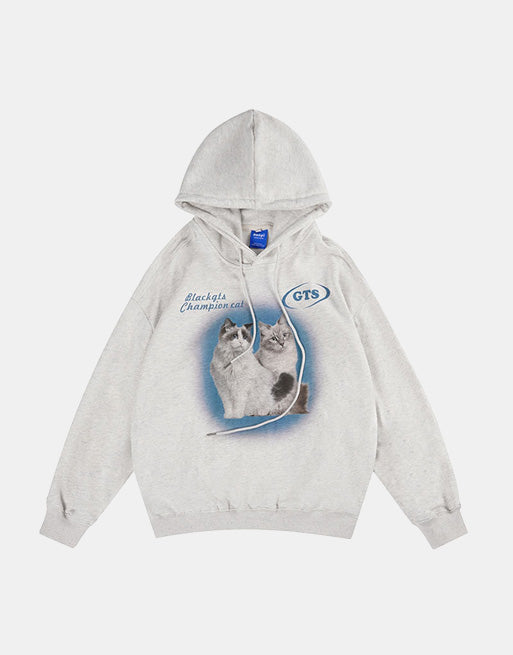 Champion Cat Graphic Hoodie Gray, XS - Streetwear Hoodie - Slick Street