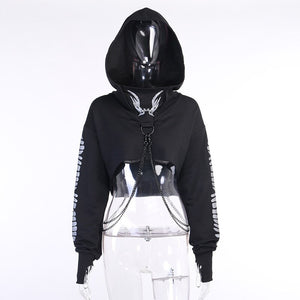 Demon Wings With Metal Chain Hoodie , - Streetwear Hoodie - Slick Street