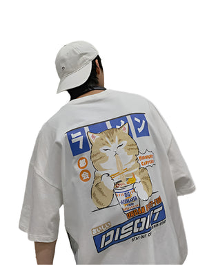 Midnight Canteen Cat Graphic T-Shirt , - Streetwear T-Shirts - Slick Street