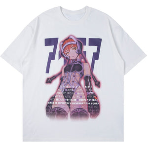 Manga Girl Kanji Anime Graphic T-Shirt White, XS - Streetwear T-Shirts - Slick Street