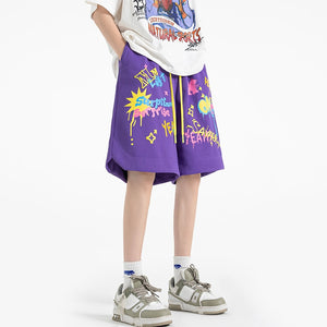 SAVAGE Colorful Neon Style Shorts Purple, XS - Streetwear Shorts - Slick Street