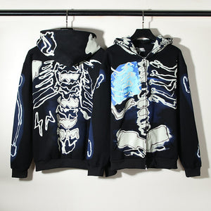 Skeleton Cactus Zip Hoodie ,  - Streetwear Hoodie - Slick Street