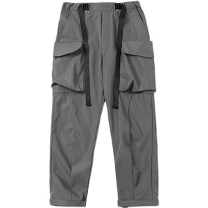 Cyber Mist Cargo Pants - Grey , - Streetwear Cargo Pants - Slick Street