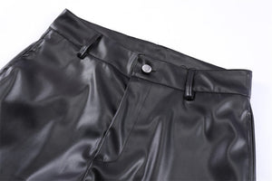 AV1 Black Leather Pants , - Streetwear Pants - Slick Street