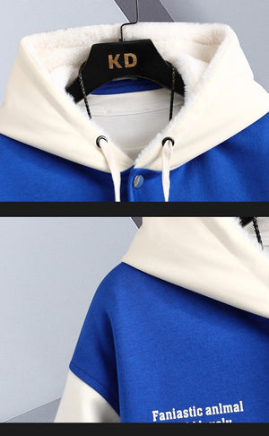 R Quilted Thermal Hooded Varsity Jacket , - Streetwear Hoodie - Slick Street