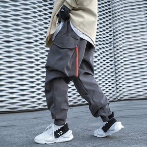 Cyber Mist Cargo Pants - Grey , - Streetwear Cargo Pants - Slick Street