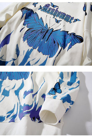 Butterfly Fire Flame Sweatshirt , - Streetwear Sweatshirts - Slick Street