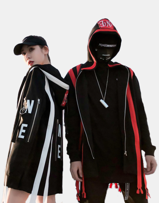 N.E. Hoodie Red Zipper, XS - Streetwear Hoodie - Slick Street
