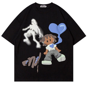 Ghost & The Boy With Heart Graphic T-Shirt , - Streetwear T-Shirts - Slick Street