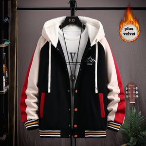 XDJH Hooded Varsity Jacket Black, XS - Streetwear Jacket - Slick Street