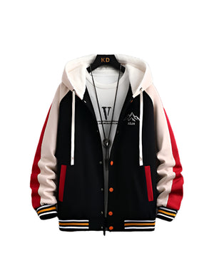 XDJH Hooded Varsity Jacket , - Streetwear Jacket - Slick Street