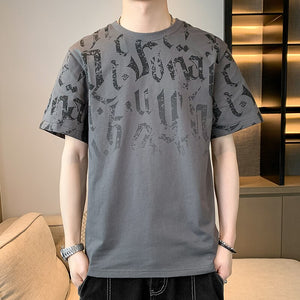 Letter Print Gradient T-Shirt , - Streetwear T-Shirts - Slick Street