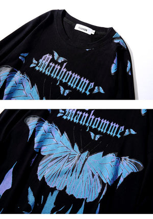 Butterfly Fire Flame Sweatshirt , - Streetwear Sweatshirts - Slick Street