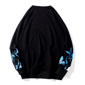 Butterfly Fire Flame Sweatshirt , - Streetwear Sweatshirts - Slick Street