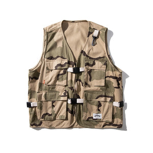 Multi-Pockets Fishing Vest Camping Camouflage, XS - Streetwear Vest - Slick Street