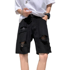 Denim Ripped Jeans Shorts Black, XS - Streetwear Shorts - Slick Street