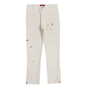 PK21 Straight Multi-pocket Cargo Pants - White S, Beige - Streetwear Cargo Pants - Slick Street