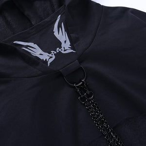 Demon Wings With Metal Chain Hoodie , - Streetwear Hoodie - Slick Street