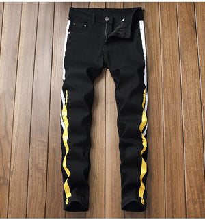 Two Stripes Color Line Jeans , - Streetwear Jeans - Slick Street