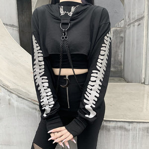 Demon Wings With Metal Chain Hoodie , - Streetwear Hoodie - Slick Street