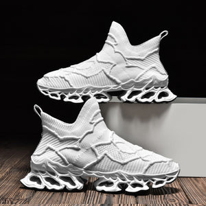 RX28 Slip On Knit Breathable High Top Sock Sneakers White, 39 - Streetwear Shoes - Slick Street