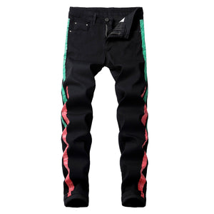 Two Stripes Color Line Jeans , - Streetwear Jeans - Slick Street