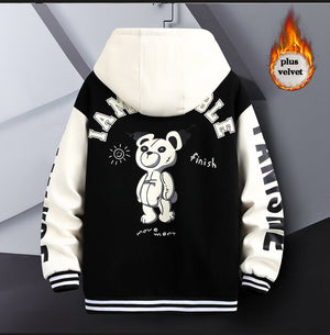 R Quilted Thermal Hooded Varsity Jacket , - Streetwear Hoodie - Slick Street