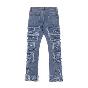 Zodiac Sea Distressed Stacked Denim , - Streetwear Jeans - Slick Street
