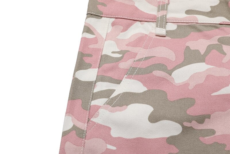 PK21 Straight Multi-pocket Cargo Pants - Pink Camo ,  - Streetwear Cargo Pants - Slick Street