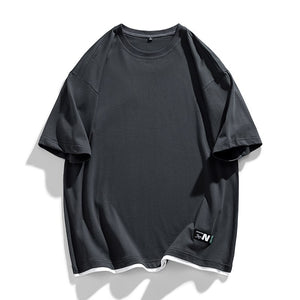 N Solid Label T-Shirt Gray, XS - Streetwear T-Shirts - Slick Street