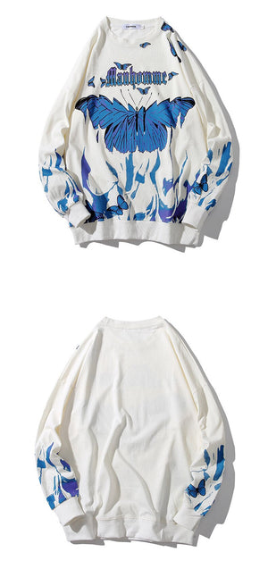 Butterfly Fire Flame Sweatshirt , - Streetwear Sweatshirts - Slick Street