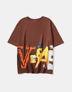 Bronze Vegas Star Loose-Fit T-Shirt , - Streetwear T-Shirts - Slick Street