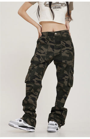 AM23 Straight Camo Cargo Pants , - Streetwear Cargo Pants - Slick Street