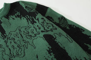 Monochrome Distressed Sweater , - Streetwear Sweater - Slick Street