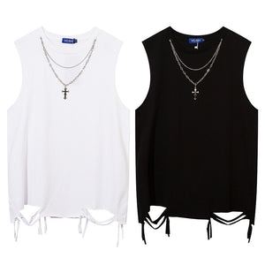 Basic Distressed Tank Top , - Streetwear T-Shirts - Slick Street