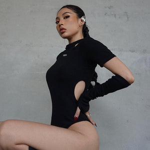 Suchcute Hollow Black Bodysuit , - Streetwear Bodysuit - Slick Street