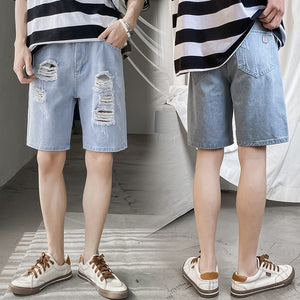 Denim Ripped Shorts , - Streetwear Shorts - Slick Street