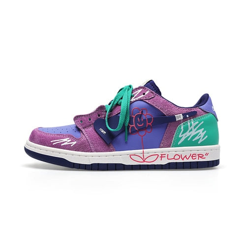 SB Flower Skate Sneakers PURPLE, 36 - Streetwear Shoes - Slick Street