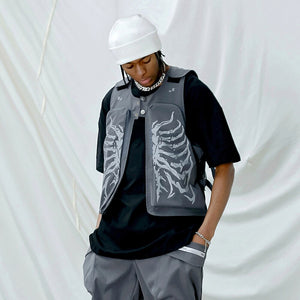 Skeleton Print Vest , - Streetwear Vest - Slick Street
