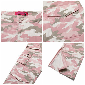 PK21 Straight Multi-pocket Cargo Pants - Pink Camo ,  - Streetwear Cargo Pants - Slick Street